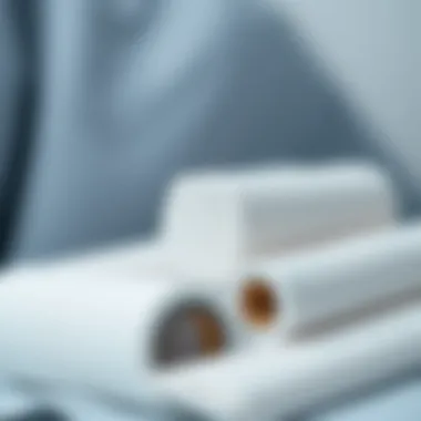 Detailed Examination of Lint Roller Refill Texture Close-up view of lint remover roller refills showcasing texture