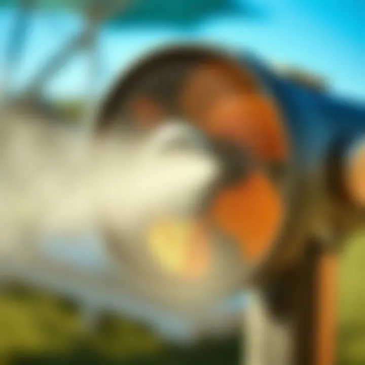 Close-up of misting feature in use