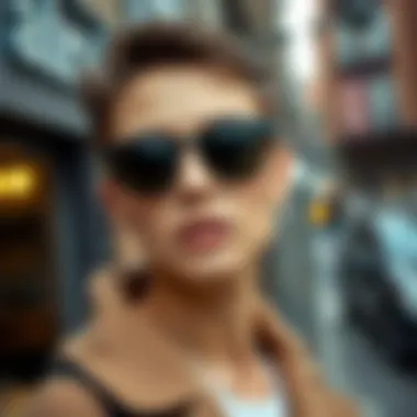 Punk Sunglasses in Urban Fashion A model wearing punk sunglasses in an urban setting