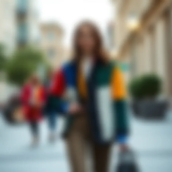 Contemporary Styling with Color Blocks A fashion-forward ensemble featuring modern styling options for color block long sleeves.