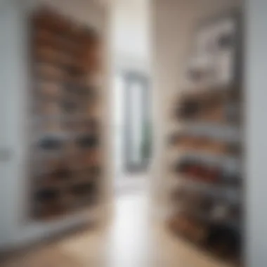 Stylish Entryway with Multi-Tier Shoe Rack Modern multi-tier shoe rack in a stylish entryway