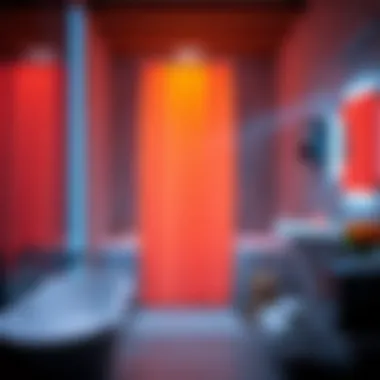 A Splash of Color: Neon Shower Curtains in Modern Design Vibrant neon shower curtain in contemporary bathroom