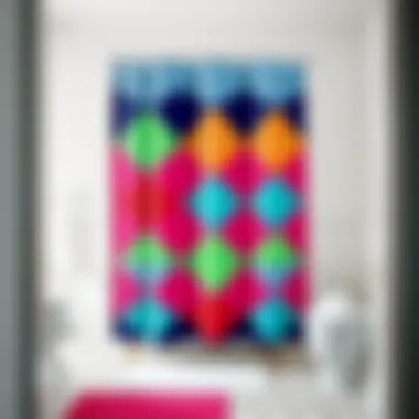 Geometric Trends: The Bold Choices in Neon Designs Neon shower curtain with bold geometric patterns