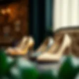 Elegant display of neutral pumps against a stylish backdrop