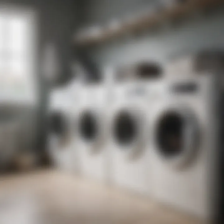 A neatly organized laundry area with washing machine bags