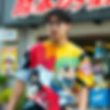 Colorful oversized anime tee showcasing popular characters.