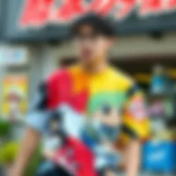 Colorful oversized anime tee showcasing popular characters.