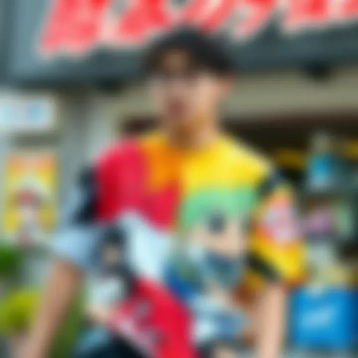 Colorful oversized anime tee showcasing popular characters.