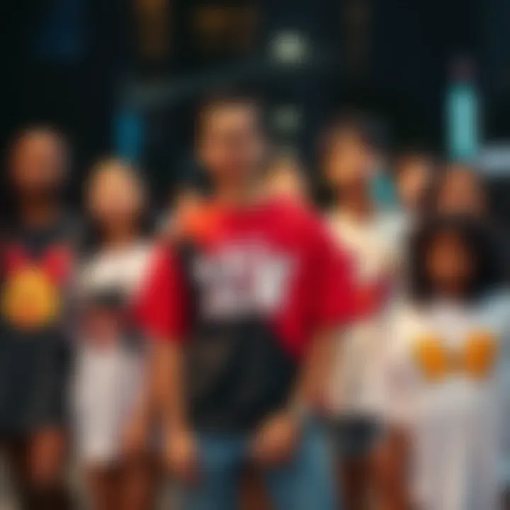 Group of diverse individuals expressing unique styles with oversized tees.