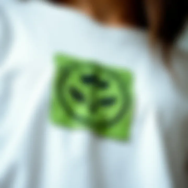 Eco-friendly label on oversized anime tee indicating sustainable practices.