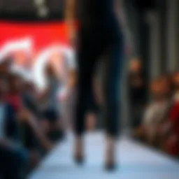 Stylish pants with hip slits showcased on a runway