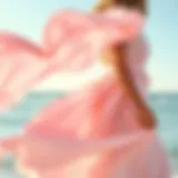 A pastel beach dress fluttering in the ocean breeze