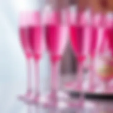 Reflections of Style in Pink Close-up of pink plastic champagne flutes reflecting light