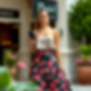 Elegant plus size strapless top paired with a floral maxi skirt