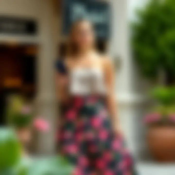 Elegant plus size strapless top paired with a floral maxi skirt