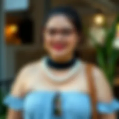 Casual plus size strapless top with layered accessories