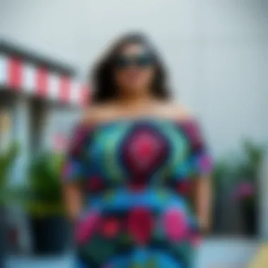 Colorful plus size strapless top showcasing vibrant patterns