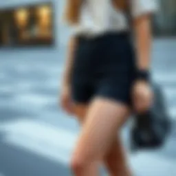 Stylish ribbed knit biker shorts displayed in a modern outfit