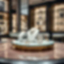 Elegant rotating display plate showcasing fine jewelry in a retail setting