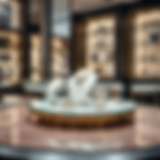 Elegant rotating display plate showcasing fine jewelry in a retail setting