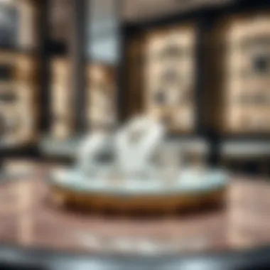 Jewelry Display on Rotating Plate Elegant rotating display plate showcasing fine jewelry in a retail setting