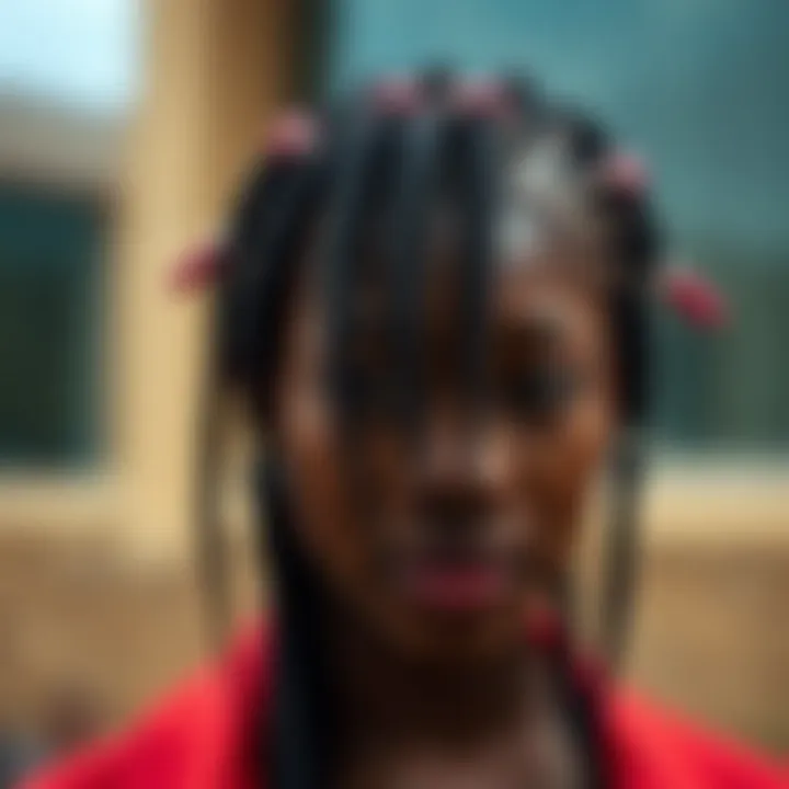 Close-up of a short cornrow braided wig highlighting intricate braiding techniques