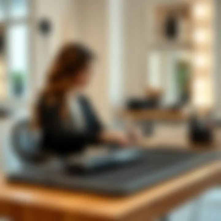 Elegant Styling Setup with Silicone Mat Silicone hot tool mat in a modern styling setup