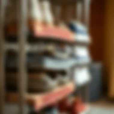 Close-up of materials used in a stackable shoe rack