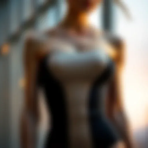 Elegant design of a strapless full body shaper showcasing its silhouette-enhancing features