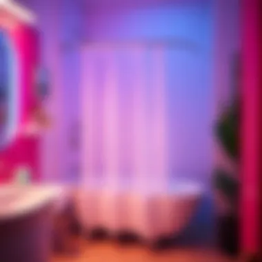 Stylish Spaces: Injecting Personality with Neon Decor Stylish bathroom featuring a neon shower curtain