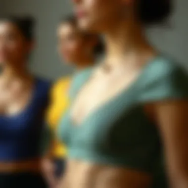 A collection of short sleeve yoga tops highlighting various sustainable materials.