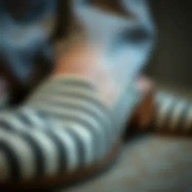 Sustainable Materials for Style Close-up of sustainable materials used in striped flats