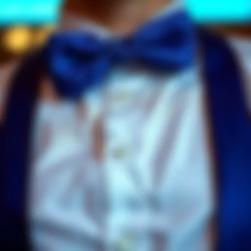 Elegant display of royal blue bow ties and suspenders