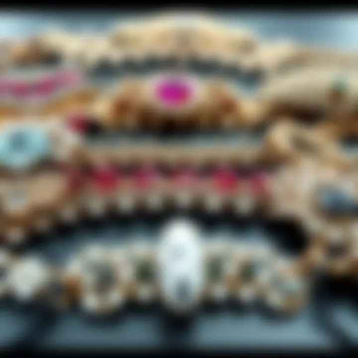 Diverse Collection of Crystal Waist Chains An array of diverse crystal waist chains displayed artistically