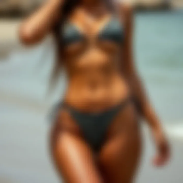 A fashion-forward model showcasing the latest thong bikini trends