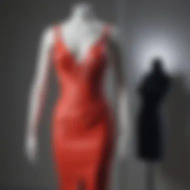 Elegant plunge dress displayed on a mannequin showcasing its design