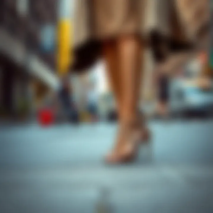 Urban Fashion with Leopard Heels Stylish outfit paired with strappy leopard heels on a city street