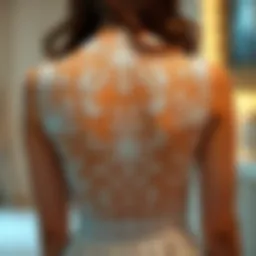 Elegant lace illusion back detail showcasing intricate craftsmanship.
