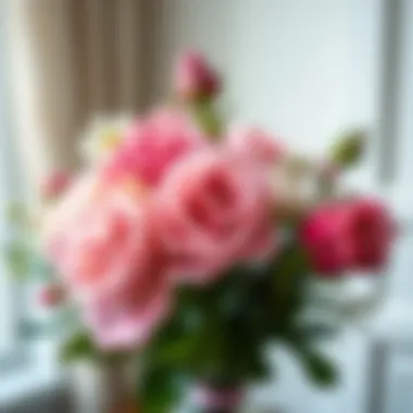 Stunning Bouquet with Galaxy Rose A beautifully arranged bouquet featuring the Galaxy Rose among other flowers in a serene setting.
