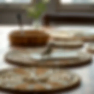 Various materials used in creating woven circle placemats