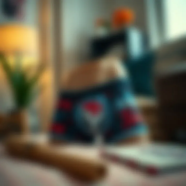 Trendy graphic boxers displayed in a lifestyle setting