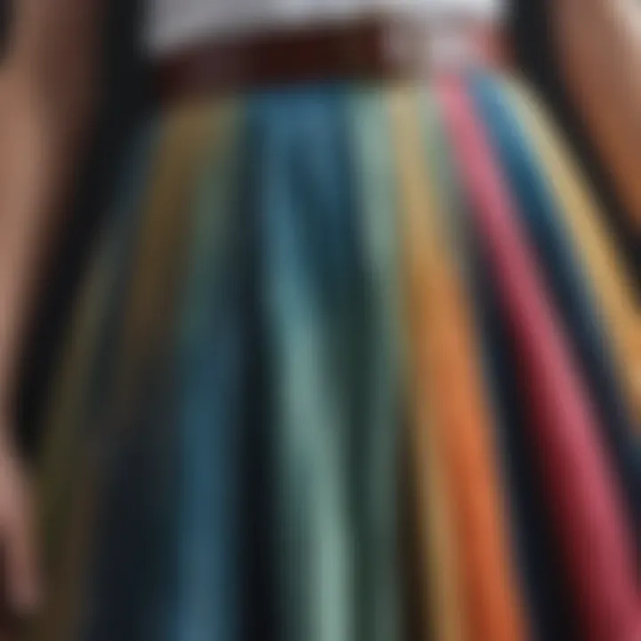 Colorful fabrics used in modern pleated skirt designs