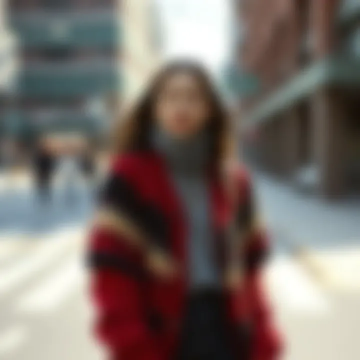 Stylish cardigan layered in a trendy urban outfit