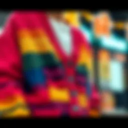 A vibrant cardigan reflecting Korean street fashion trends