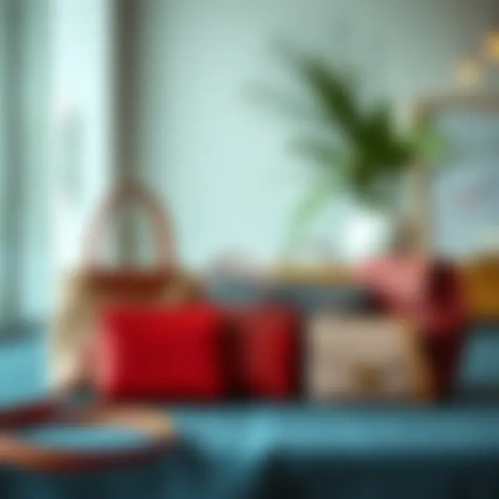 Innovative Use of Sustainable Materials in Fashion An array of purses made from sustainable materials arranged artistically