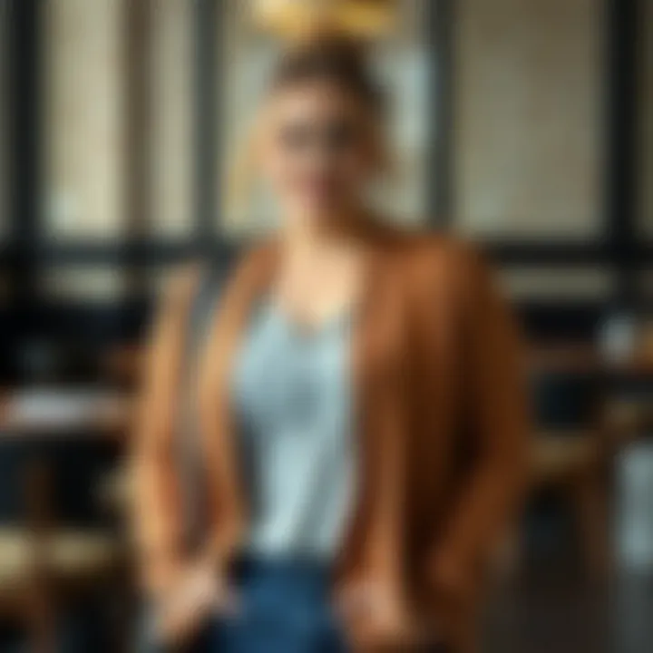 Professional Styling with Camel Cardigans Plus size camel cardigan styled for a professional setting