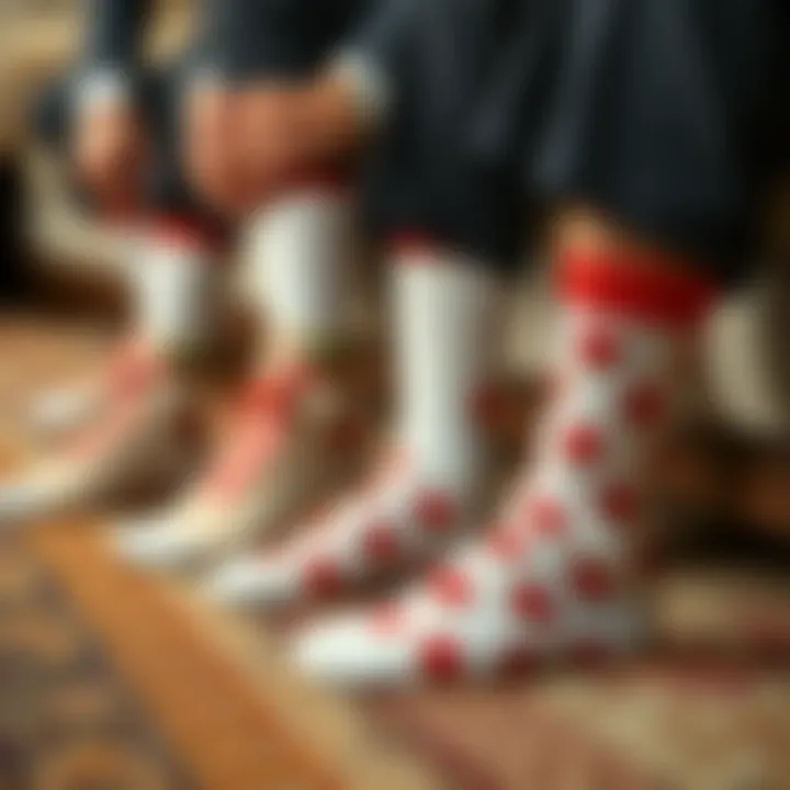Groomsmen styling socks that match the wedding theme