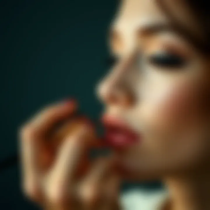 Artistic representation of a makeup application using brown lip liner