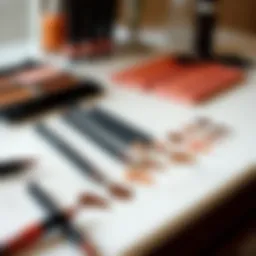 Elegant display of various brown lip liner shades on a marble surface