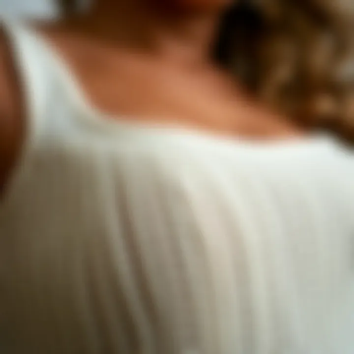 Close-up of fabric textures highlighting the quality of knitted tank tops